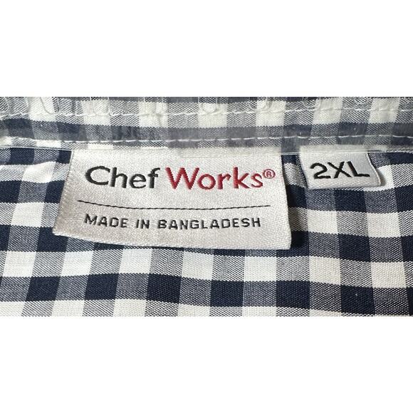Chef Works 2XL Navy White Gingham Dress Shirt W500 BWK Womens Long Sleeve - Picture 5 of 5